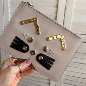 Marc Jacobs Beige and Black Clutch with Gold Accents